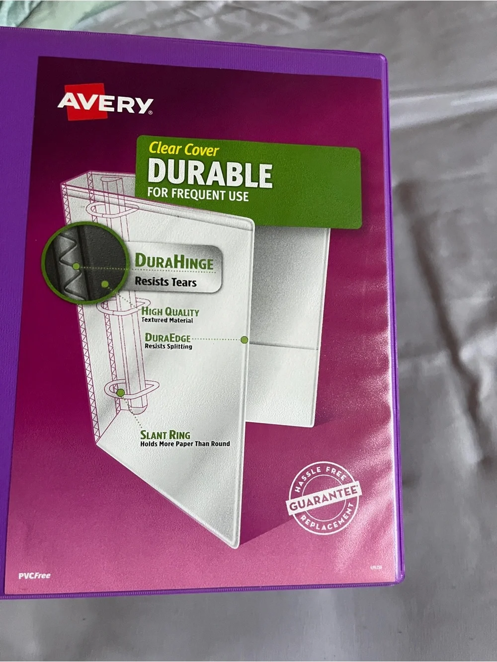 Avery Purple 1.5 Inch Slant Ring Durable View Binder Clear Cover PVC Free NEW